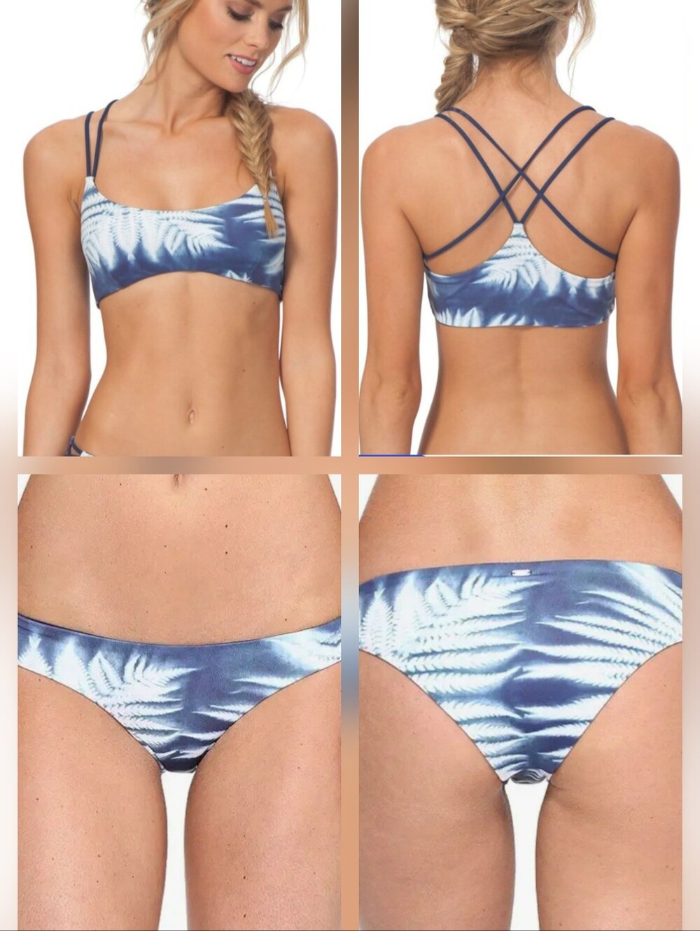 Ripcurl Reversible Blue Fern-Print Strappy Bikini Set